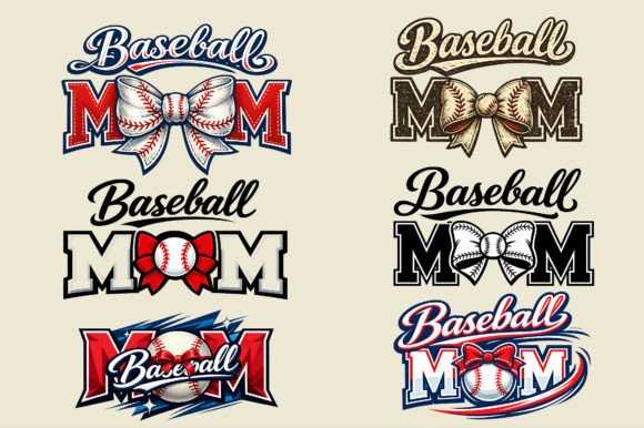 Baseball Mom Coquette Bow Graphics & T-Shirt Designs