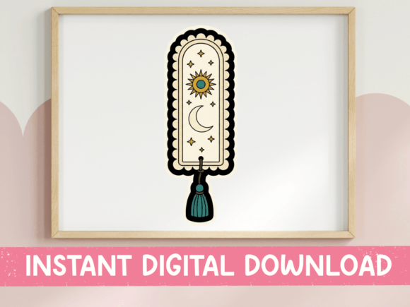 Celestial Bookmark Sun Moon Tassel Graphics