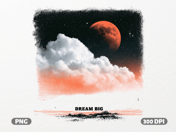Dream Big Moon and Clouds Aesthetic PNG Review