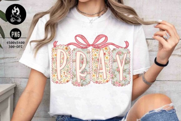Floral Pray Bow Graphics for T-Shirt Designs