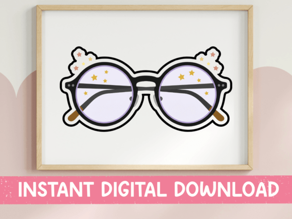Magical Round Glasses Stars Sticker Graphics