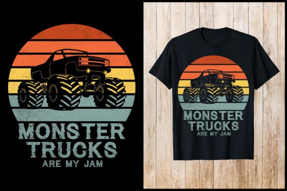 Monster Trucks Retro Graphics & T-Shirt Designs