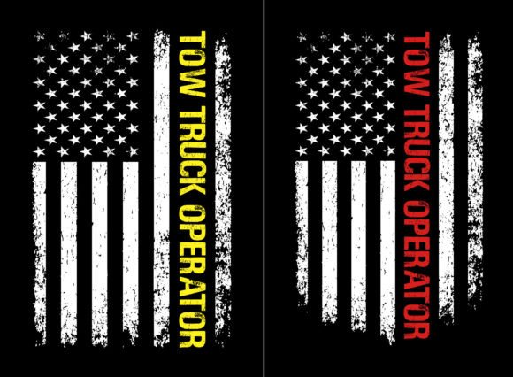 Patriotic Tow Truck Operator Flag Design Graphics