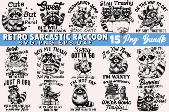 Retro Sarcastic Raccoon Graphics for T-Shirt Designs