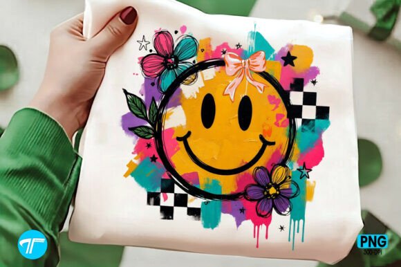 Smily Face Png: Hand Painted Floral Graphics for T-Shirt Designs