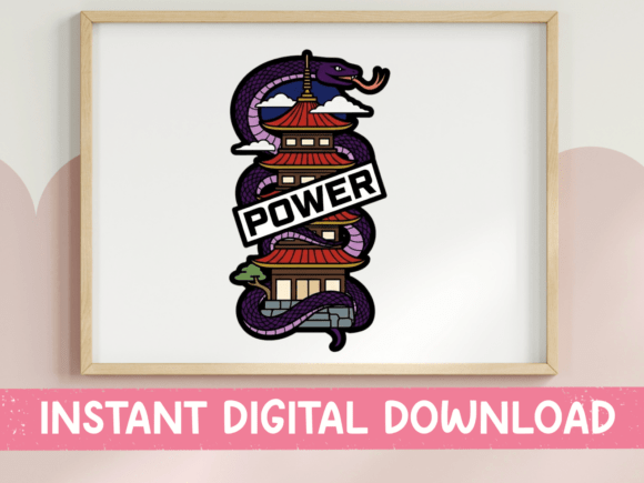 Snake Pagoda Power Tattoo Sticker Graphics
